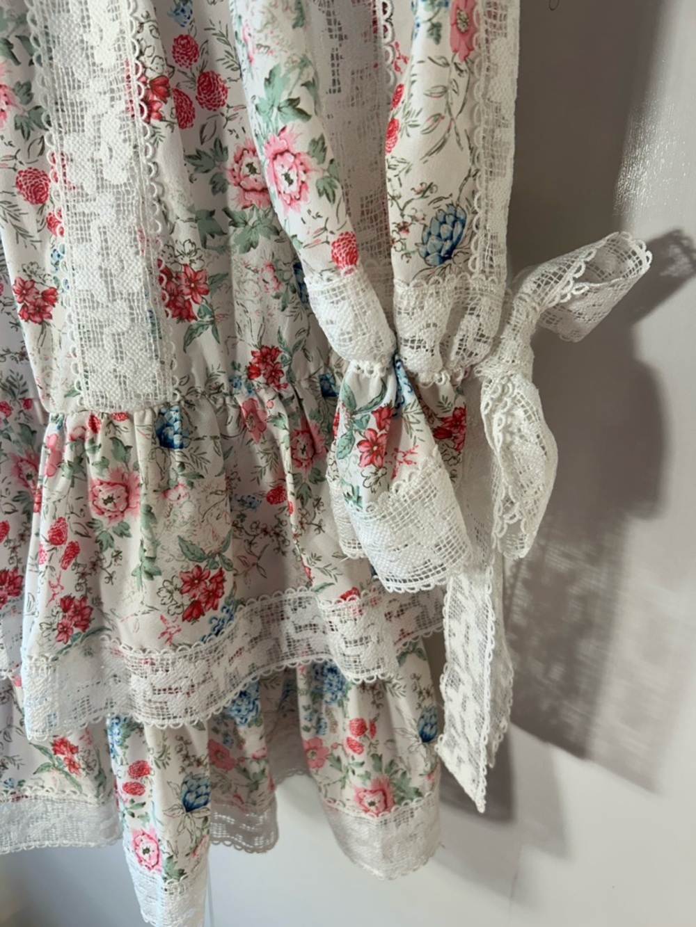 Anthropologie Stellah SZ L White Floral Dress Romantic Cottage Boho Coquette - Picture 9 of 16
